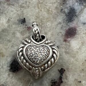 Judith Ripka Silver Heart Pendant with Pavé Center